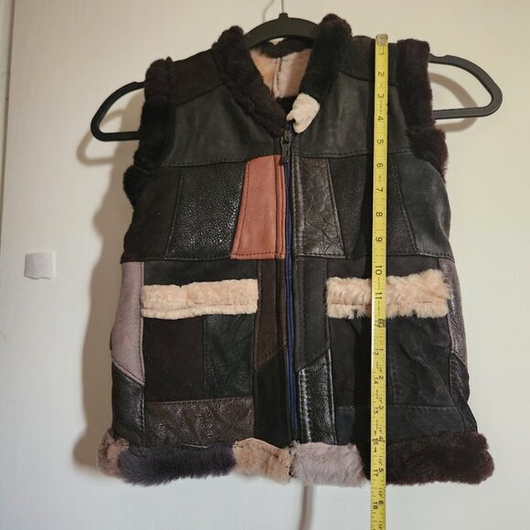 NEW Patchwork Leather Vest Handmade Handcrafted Size Extra Small XS Black Brown - Picture 8 of 11